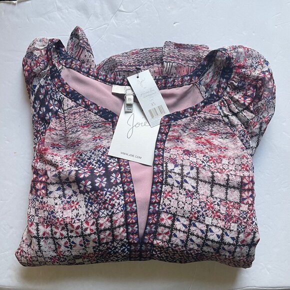 Joie Silk Mini Dress XS Pink V-Neck Georgette Blouson Relaxed Short Lightweight - Picture 4 of 10